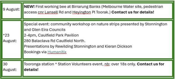 Working bees August 26